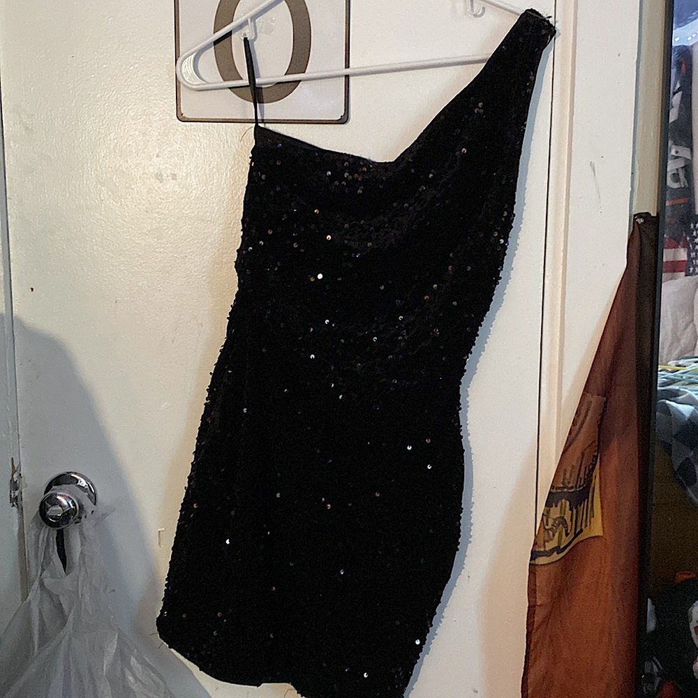 Shein one shoulder sequin dress.
